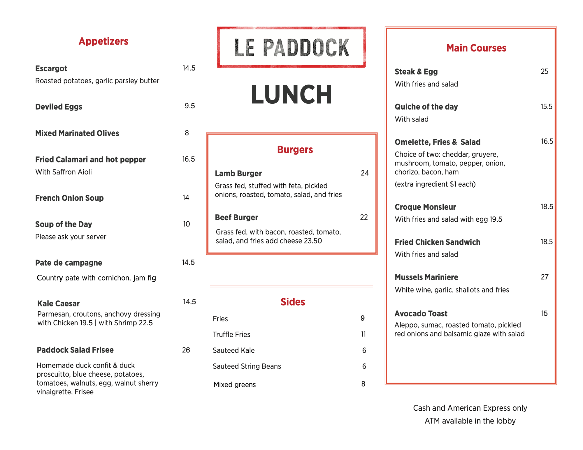 Here is our Lunch Menu