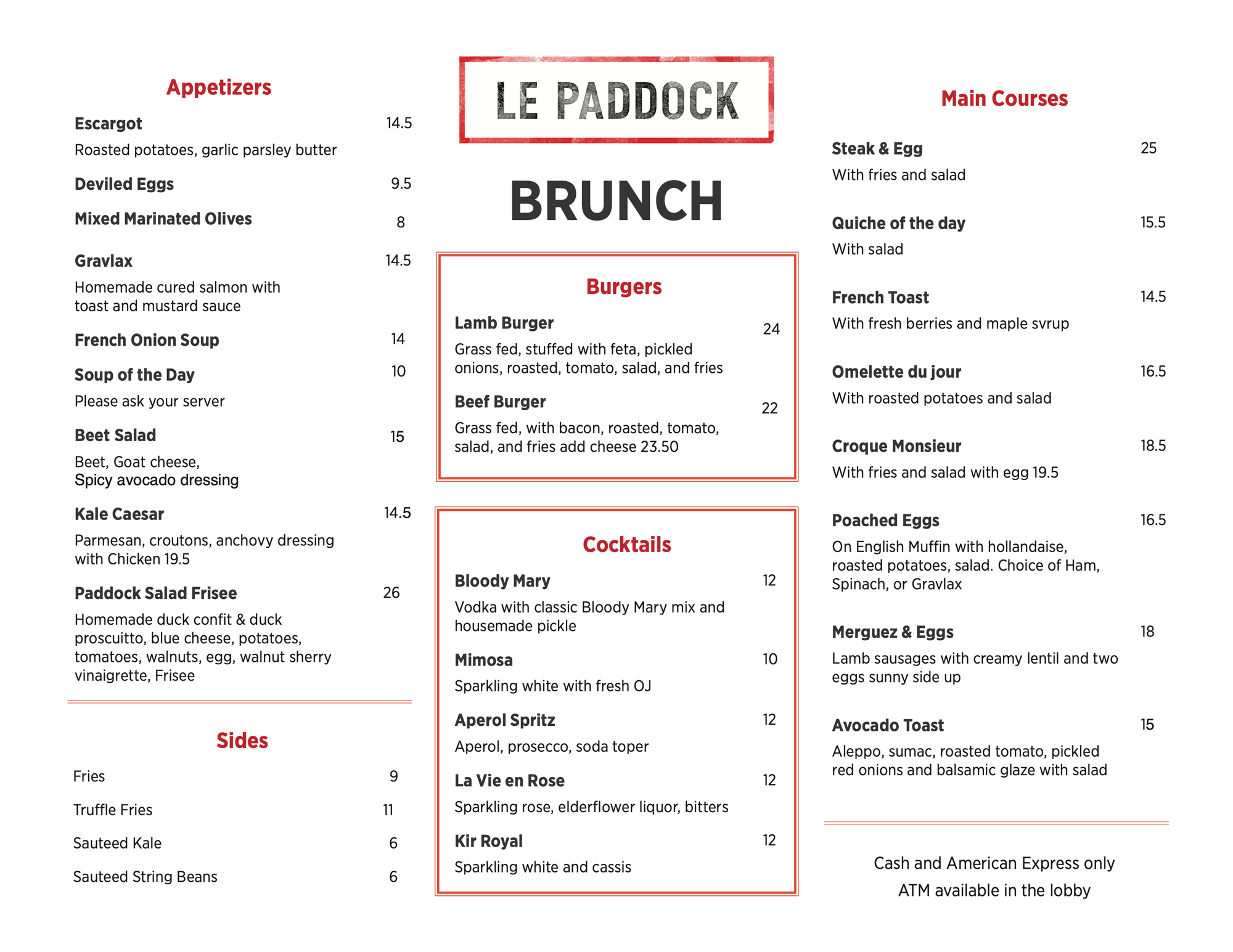 Here is our Brunch menu