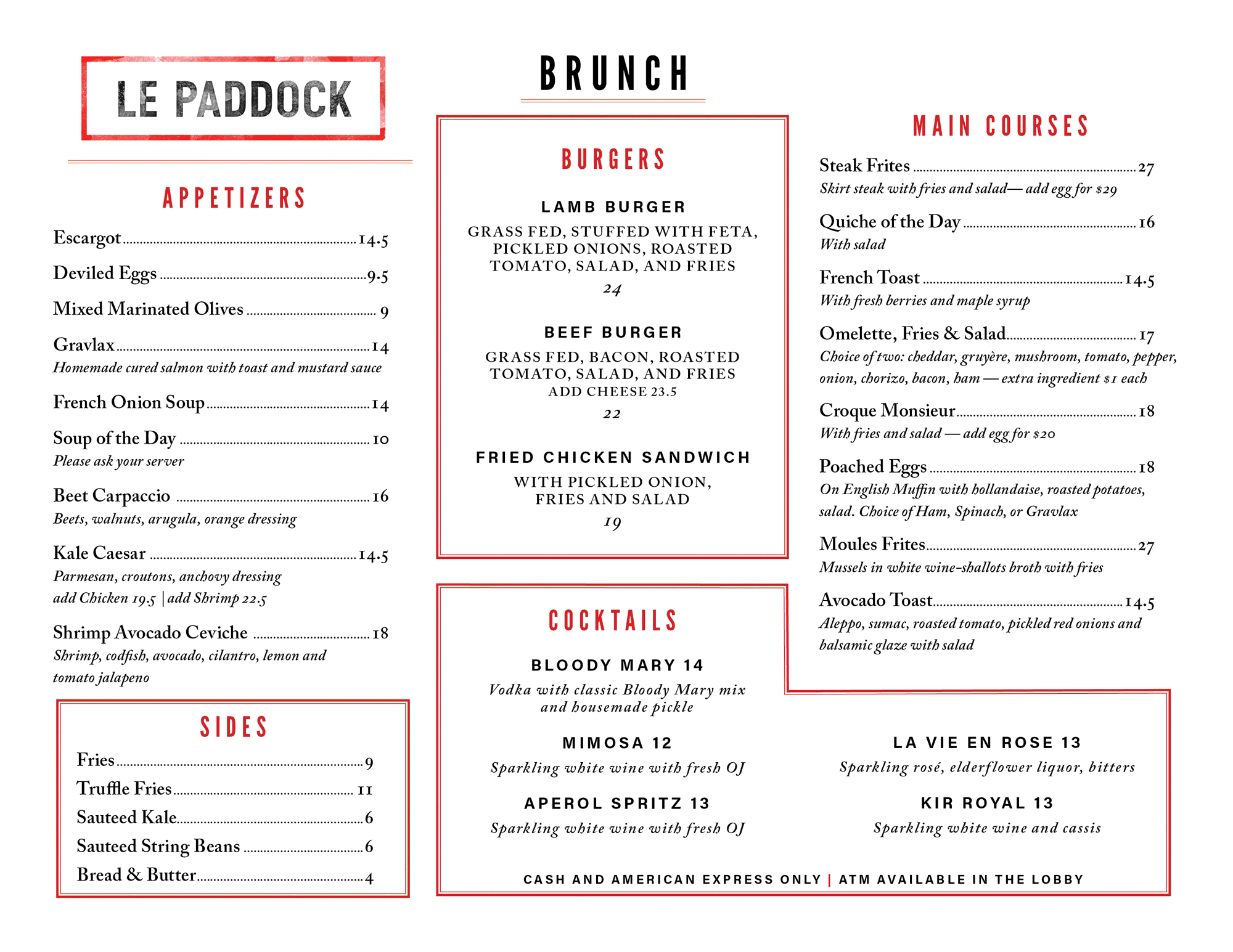 Here is our Brunch menu