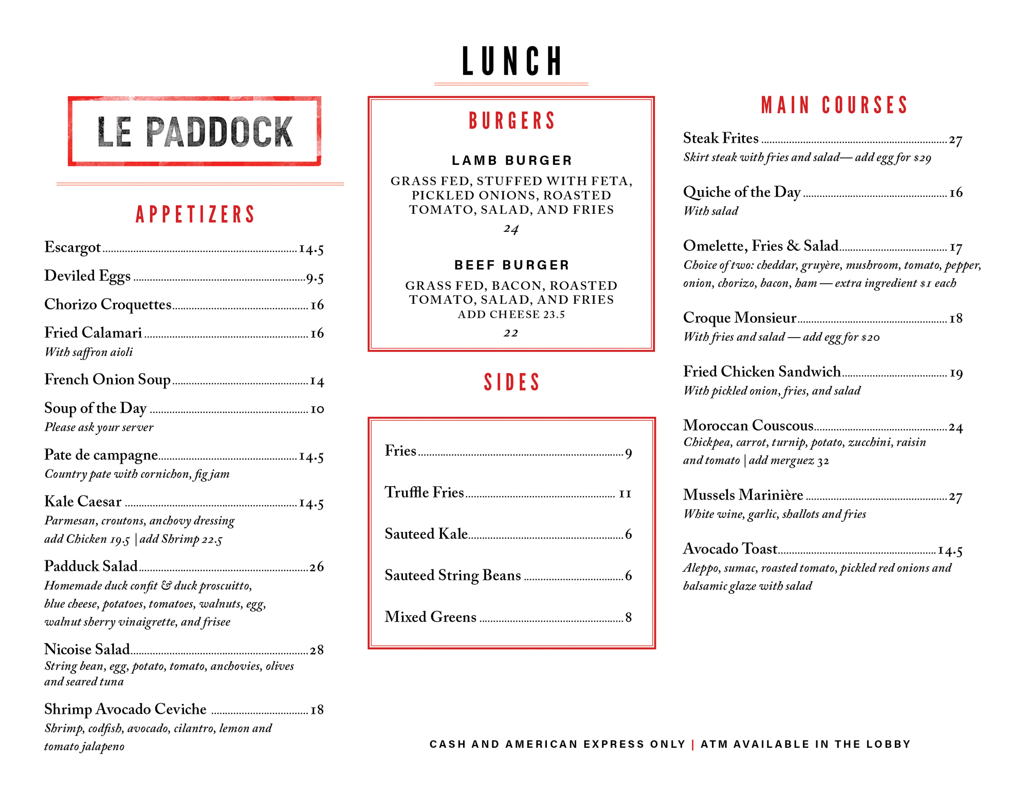Here is our Lunch Menu
